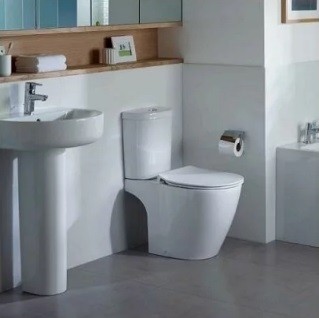 Set vas wc pe pardoseala capac slim softclose si rezervor Arc Connect Aquablade, Ideal Standard